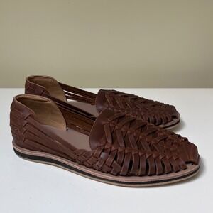 Nisolo Alejandro Woven Huarache Sandals Brandy Leather Brown PE202503 Mens 9.5